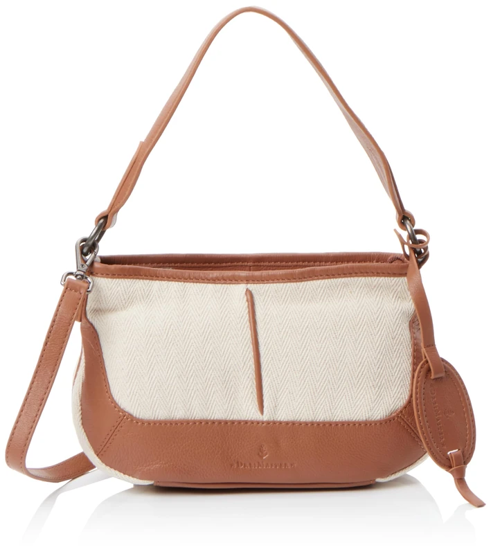 Boline Women's Leather Crossbody Bag Zip Closure, Brown/Beige, One Size