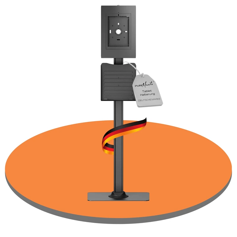 PureMounts® Tablet holder with lockable steel housing for iPad 5/6/7/8/9, iPad Air 9.7 inch, 10.5 inch, 10.9 inch, iPad Air 9.7 inch, 10.5 inch, 11 inch and Samsung Tab A 10.1 (2019), Tab A7, S6 Lite