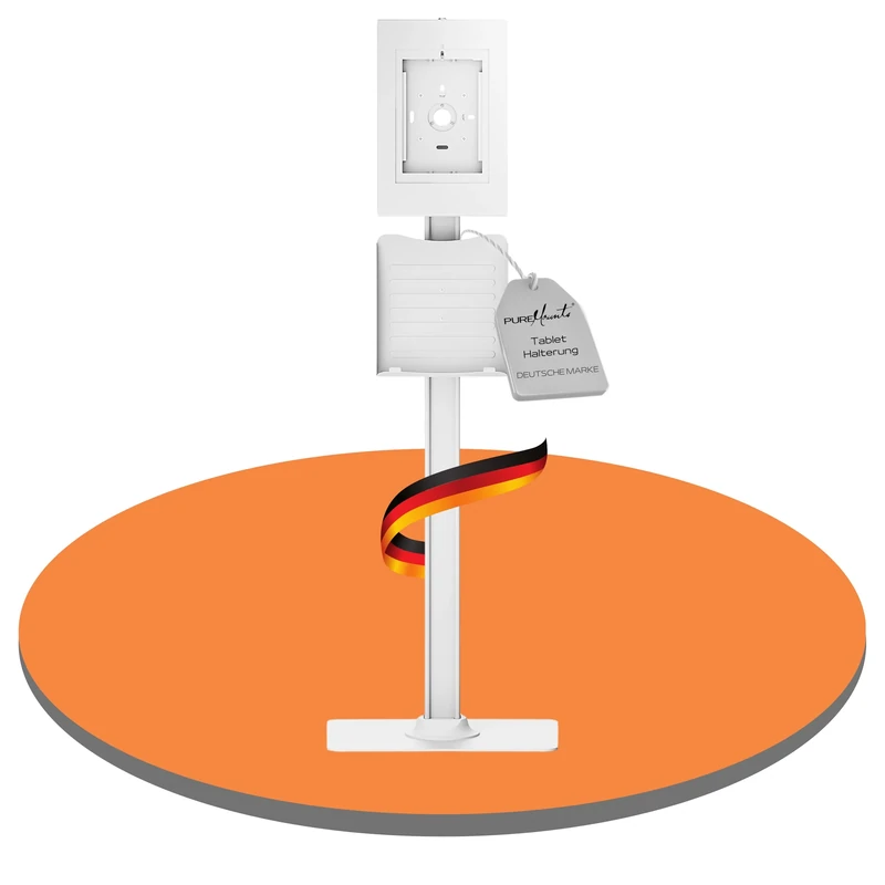 PureMounts® Lockable Steel Tablet Holder for iPad 5/6/7/8/9, iPad Air 9.7"/10.5"/10.9"/11", Samsung Tab A 10.1 (2019)/Tab A7/S6 Lite 10.4" with Rotatable Housing