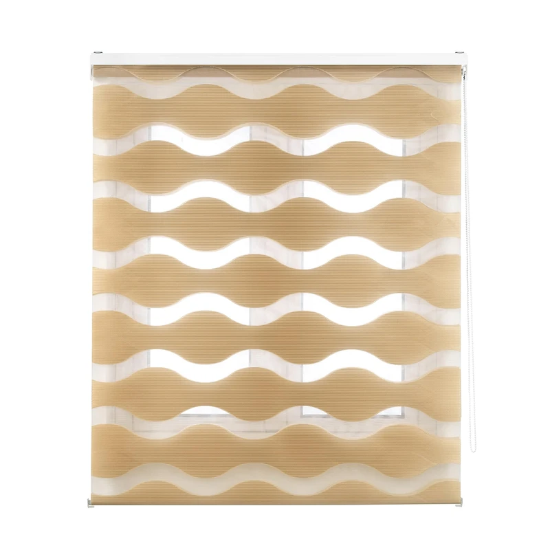 Decorblind Double Layer Roller Blind Night and Day Installation Wall or Ceiling, Blind Size: 100 x 180 cm Width x Length/Fabric Size: 97 x 175 cm – Beige Blind, Window Blind - Image 1