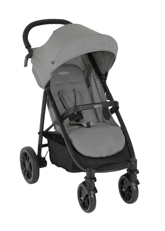 Graco EeZeFold Sports Car with Smart Folding Mechanism, from Birth to Approx. 3 Years (0 to 15 kg) with Rain Cover, Grey, Steeple Grey