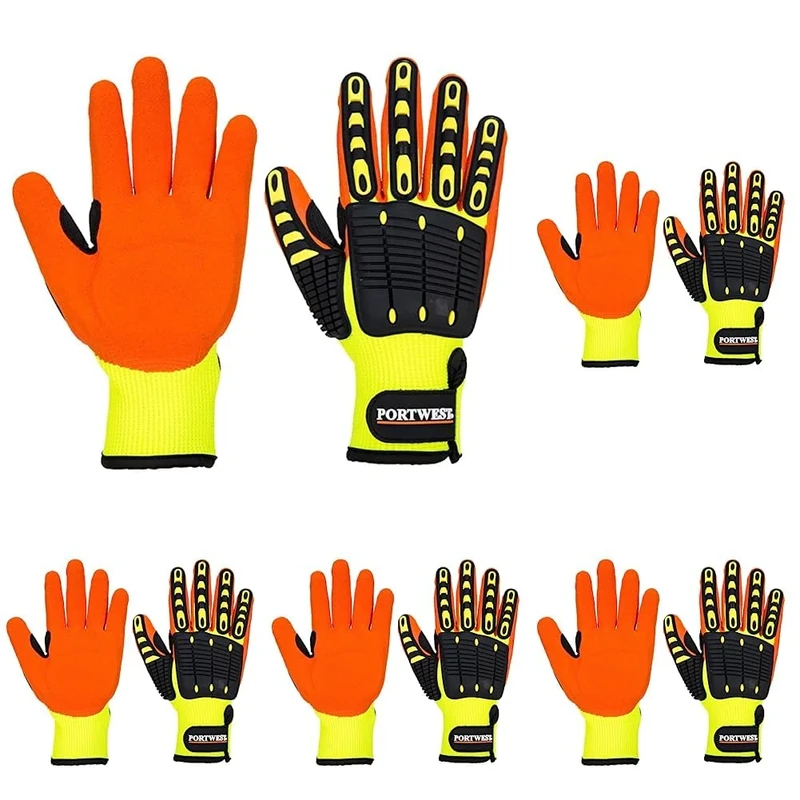 Portwest A721 Lightweight Anti Impact Grip Glove Yellow/Orange, X-Large (Pack of 5)