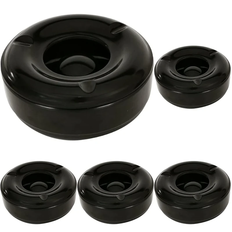 Genware AT-WIND Ashtray, Windproof Melamine, Base and Lid, 5.75" (Pack of 5)