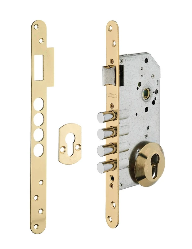 Fernand 00494596 Euro Cylinder Recessed Lock 50 x 85 mm Axis with Stud, Gold-THIRARD - Image 1
