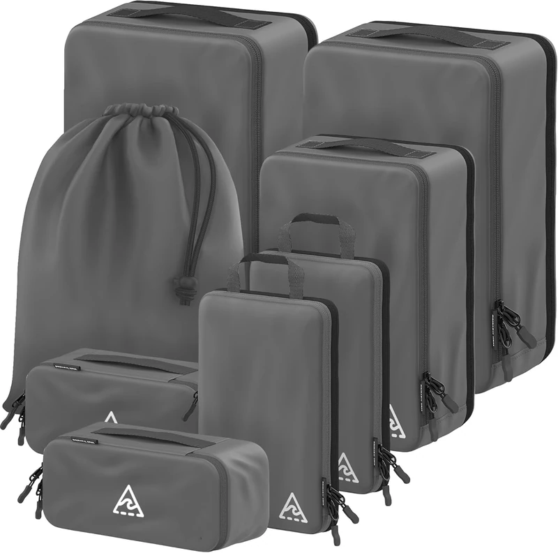Well Traveled Set of 8/4 luxury travel compression packing cubes - Optimize luggage space with the patented HybridMax design with double capacity, compressible packing cubes