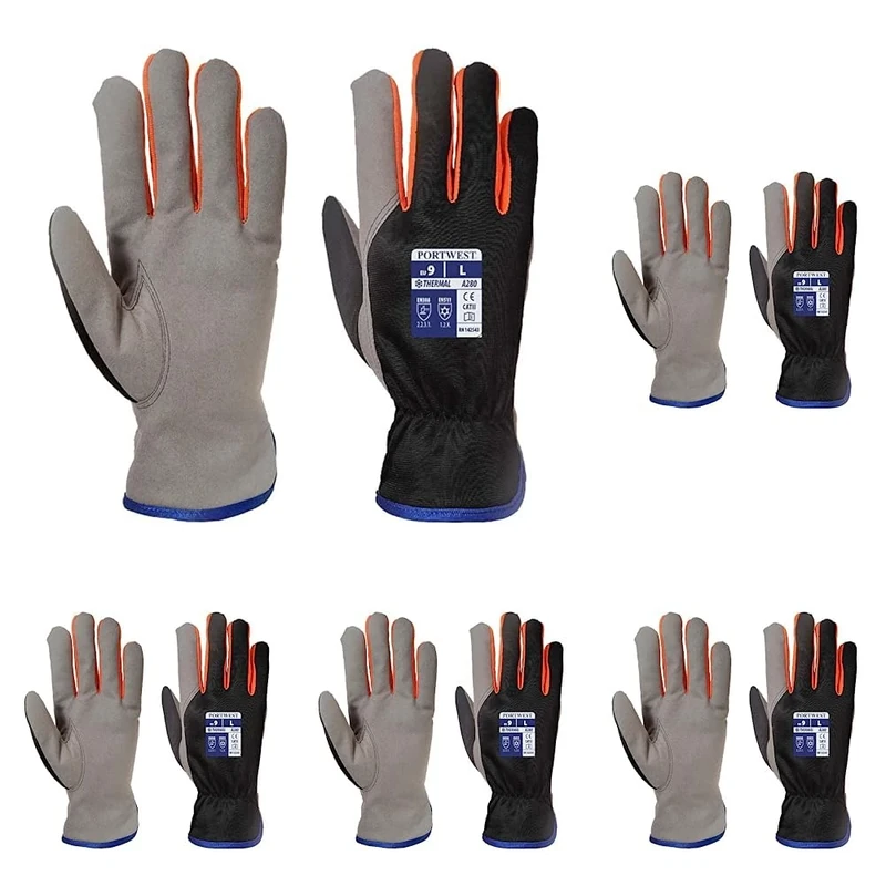 Portwest A280 Cold Protection Wintershield Glove Black/Orange, Large (Pack of 5)