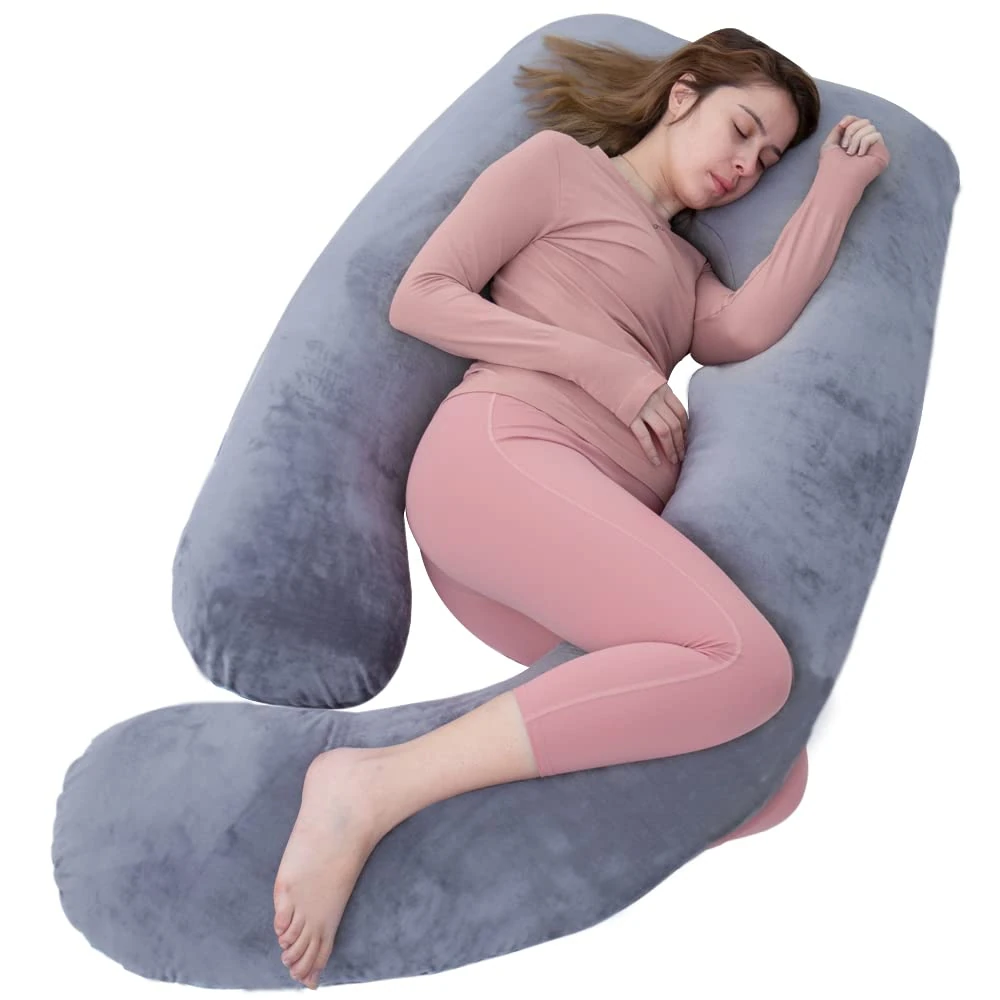 AS AWESLING Pregnancy Pillow, U Shaped Full Body Pillow, Nursing, Support and Maternity Pillow for Pregnant Women with Removable Cover (Dark Grey)