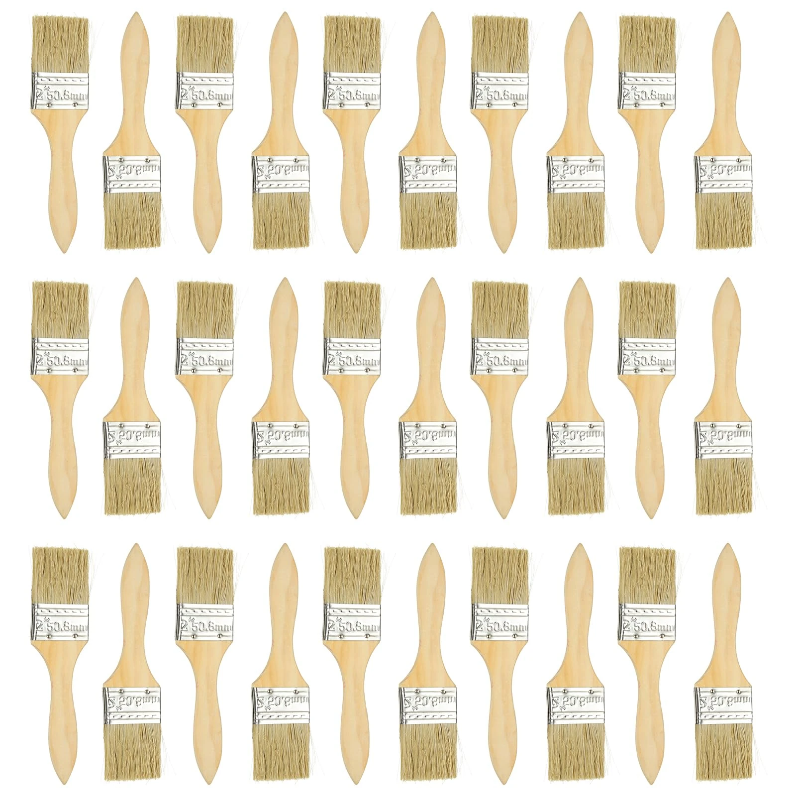 APACALI 30 PCS 2 Inch Paint Brushes, Wooden Handle Paint Brush Set for Stains, Varnishes, Glues and DIY
