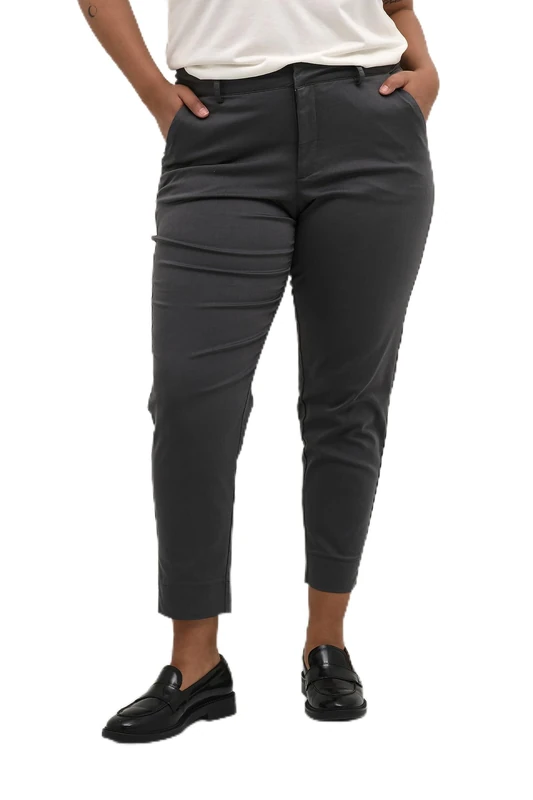 Kaffe Curve KCleana Casual Trousers Women's Slim Fit Large Sizes Casual Chino Fabric Trousers, Dark Shadow, 20