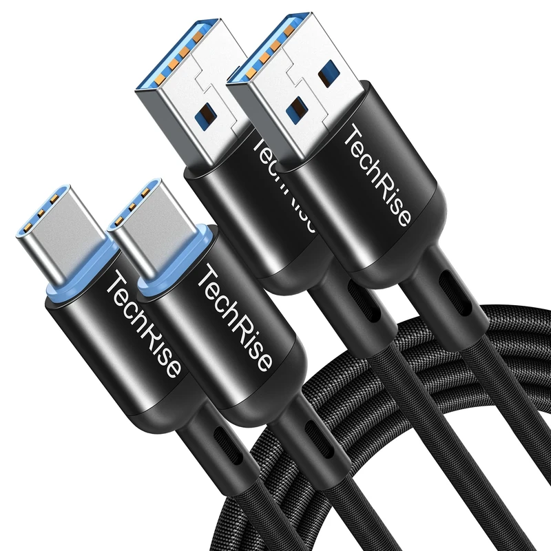 TechRise USB C Cable 2 Pack, USB Type C to USB A Charger Nylon Braided Fast Charge Cord for Samsung Galaxy S23 S22 S21 S20 S10, Google Pixel, Xperia, Android Mobile Phone (6.6 + 3.3ft)