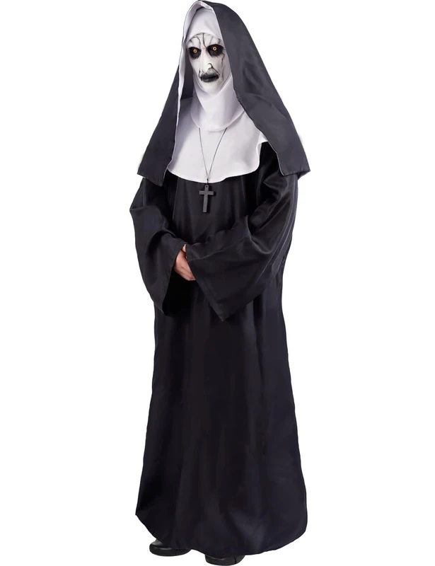 Wabolay Nun Costume for Women Scary Men Halloween Costumes Plus Size Adult Evil the Nun Outfit Cosplay Party Habit Suit Set L