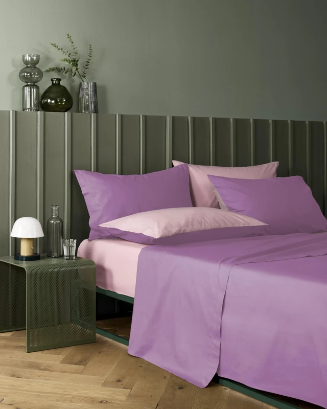 Bassetti Double Bed Set, Pop Colour Double, Bed Linen, 100% Cotton, Wisteria, 240 x 280 cm