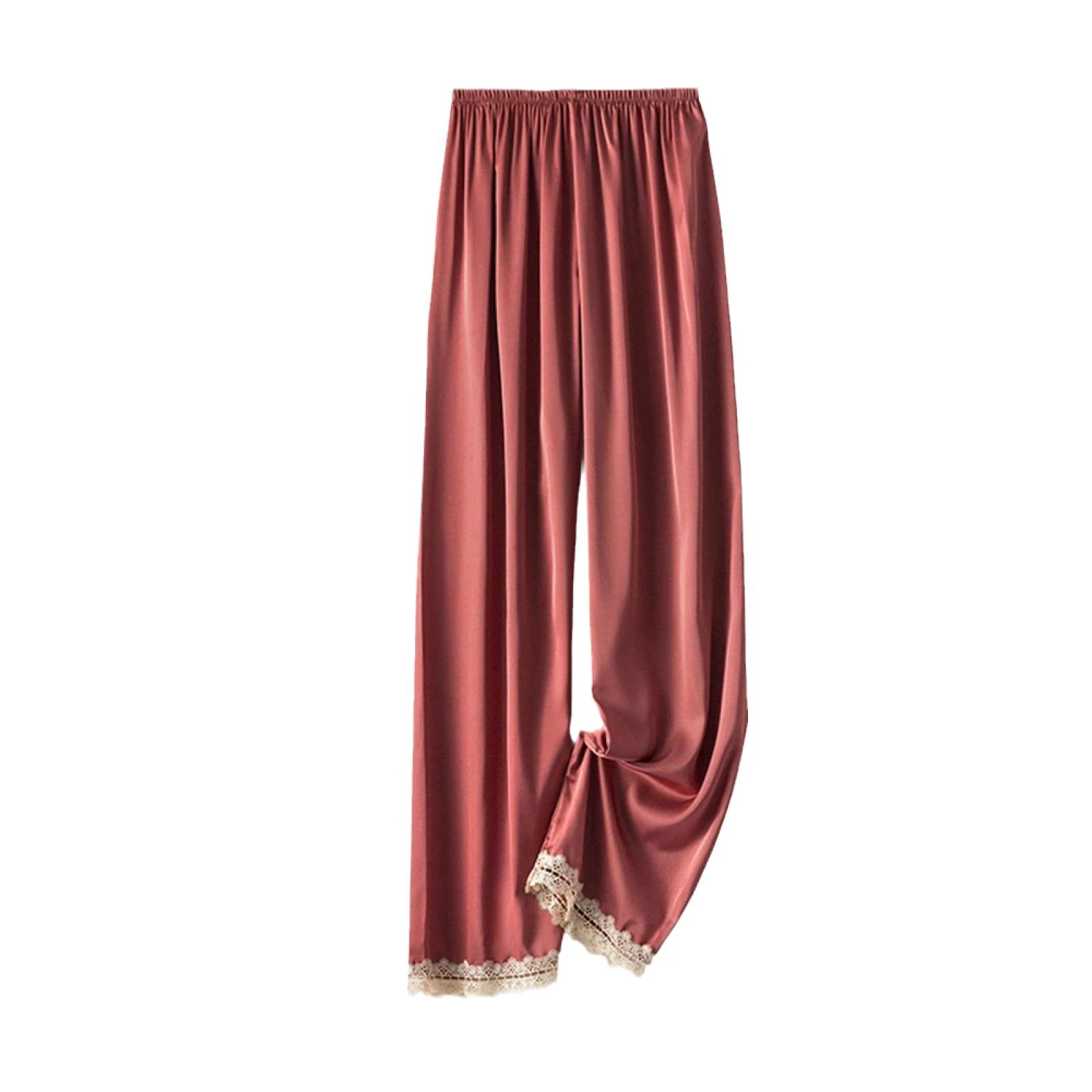 OFFSUM Women'S Pyjama Bottoms - Pajamas Sleep Pants Women Summer Comfortable Loose Casual Trousers Lace Silk Home Clothing Fashion Simple Nightwear,Orange,Xl