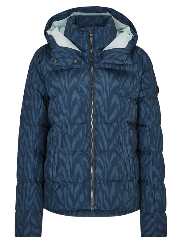 Ziener Women's Tusja Ski Winter Jacket, Warm, Breathable, Waterproof, Leaves Navy Print, 38