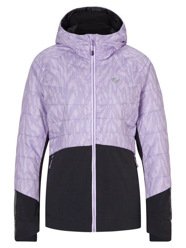 Ziener Women's Nacana Hybrid Active Jacket | Breathable Windproof Wool, Leaves Lilac Print, 38