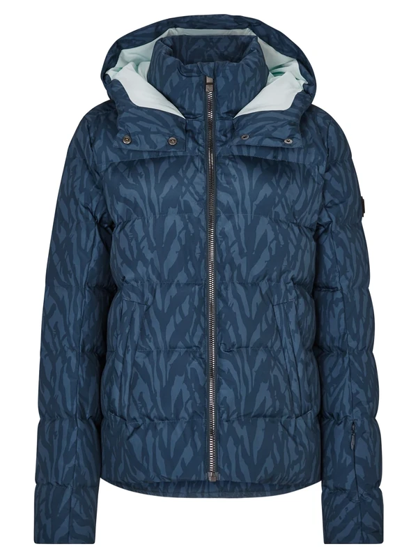 Ziener Women's Tusja Ski Winter Jacket, Warm, Breathable, Waterproof, Leaves Navy Print, 34 (EU)