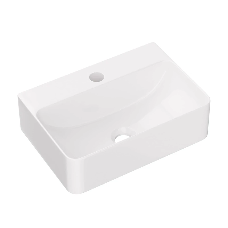 Lordear Floating Bathroom Sink Wall Mounted Vessel Sink 14.5x10x4.2 Inch Wall Hung Small White Ceramic Wash Basin Sink