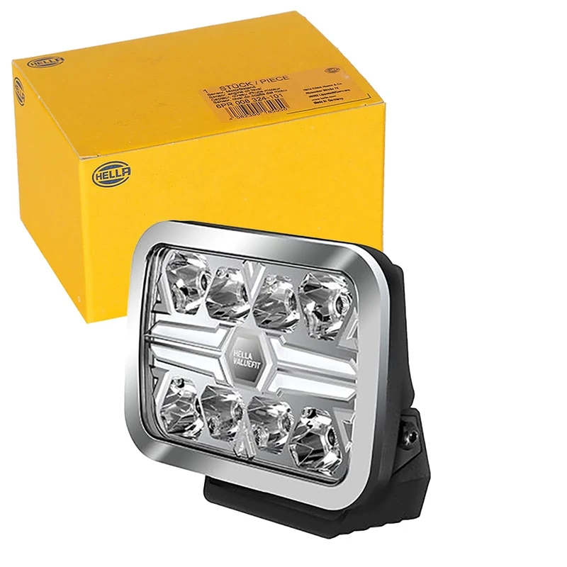 HELLA Valuefit 1FJ 357 199-081 LED Headlight Blade Chrome RE 9 Inch 12 V / 24 V Rectangular Reference Number: 25 Crystal Clear Light Colour: White/Yellow Cable: 500 mm Front Side