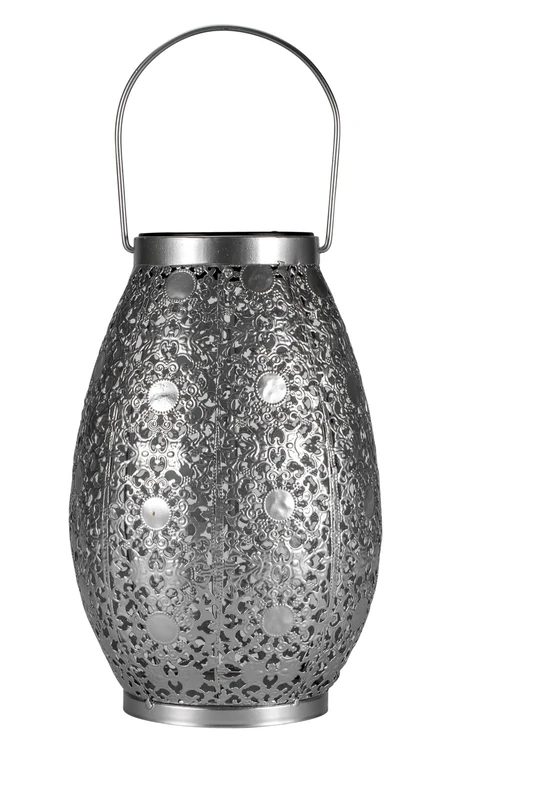 Pauleen 48294 LED Lantern Sunshine Temptation 23.5 cm Silver IP44 Solar Light, 0.025 W