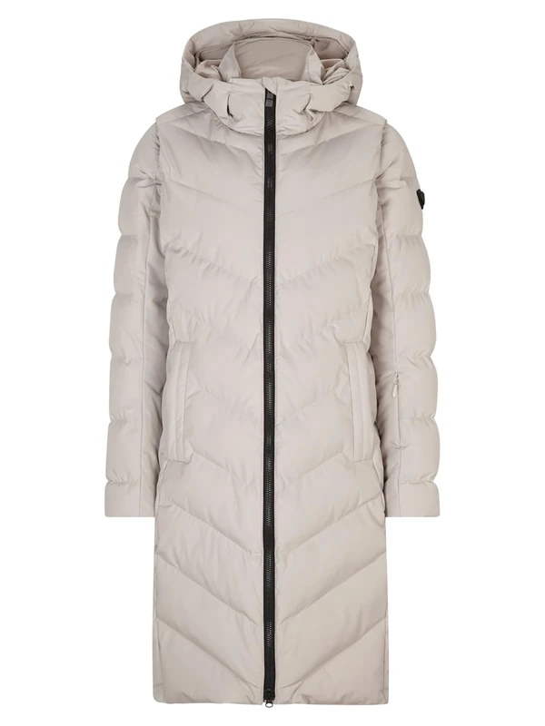 Ziener Women's telse Winter Coat | Warm, Breathable, Waterproof, Knee Length, Silver Beige, 46 Tall