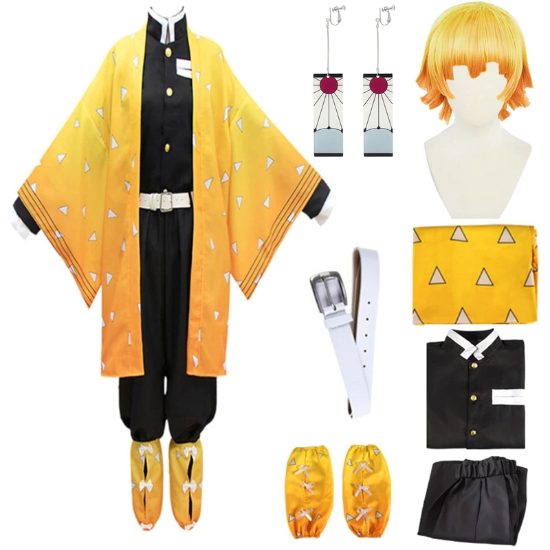 Moalioi Anime Cosplay set All Anime Cosplay Adult Kimono Costume variety of styles to choose from, Zenitsu Wig, Large
