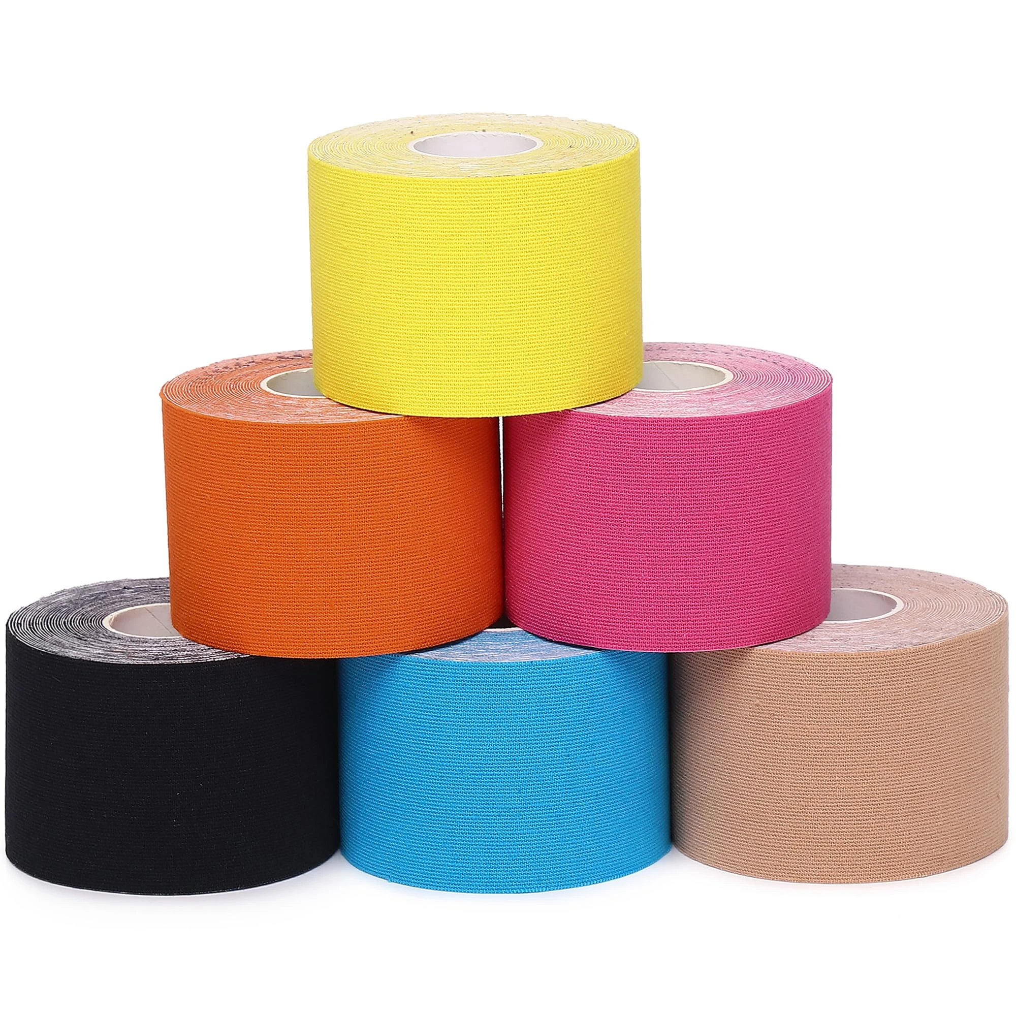 Kinesiology Tapes K Tape 6 Rolls, Waterproof Physio Tape Muscle Tape for Injured Muscle Recovery & Joints Support, 5cm x 5m per Roll (Multicolour)