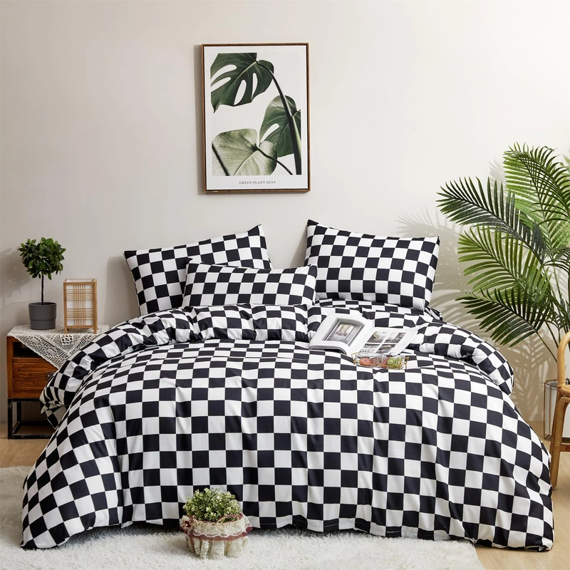 Houseri Black and White Plaid Comforter Set King Black Grid Bedding Comforter King Size Men Women Modern Checkerboard Comforters Sets Elegant Buffalo Checkered Gingham Bed Quilt Blanket King Comforter