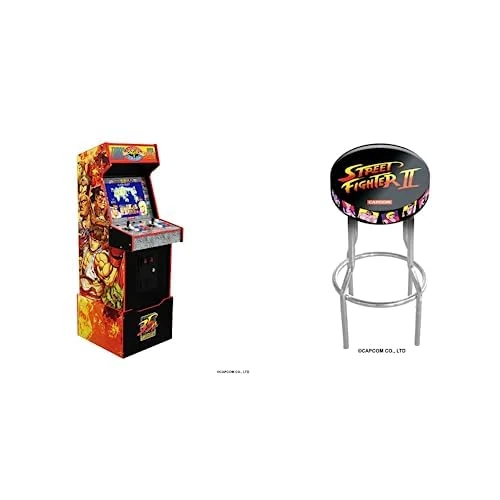 STREET FIGHTER LEGACY 14 GAMES Wifi ENABLED ARCADE MACHINE + STREET FIGHTER STOOL