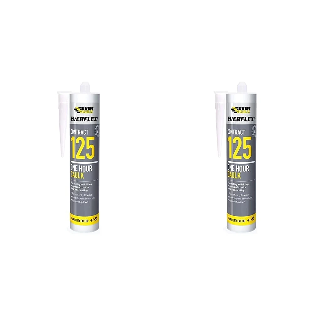 Everbuild Everflex 125 One Hour Caulk, Permanently Flexible for Sealing, Filling Gaps and Cracks Before Decorating - Brown - 300 ml (Pack of 2)