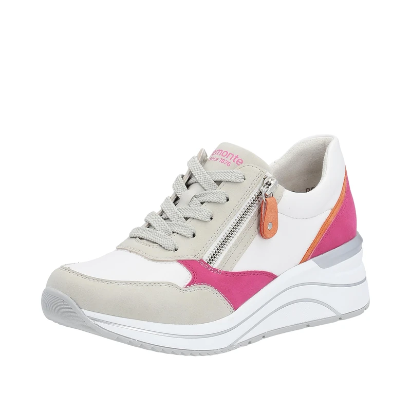 Remonte Women's D0T01 Trainers, Light Grey/White/Magenta/Orange / 81, EU 40 Wide, Light Grey, White, Magenta, Orange 81, 8 UK
