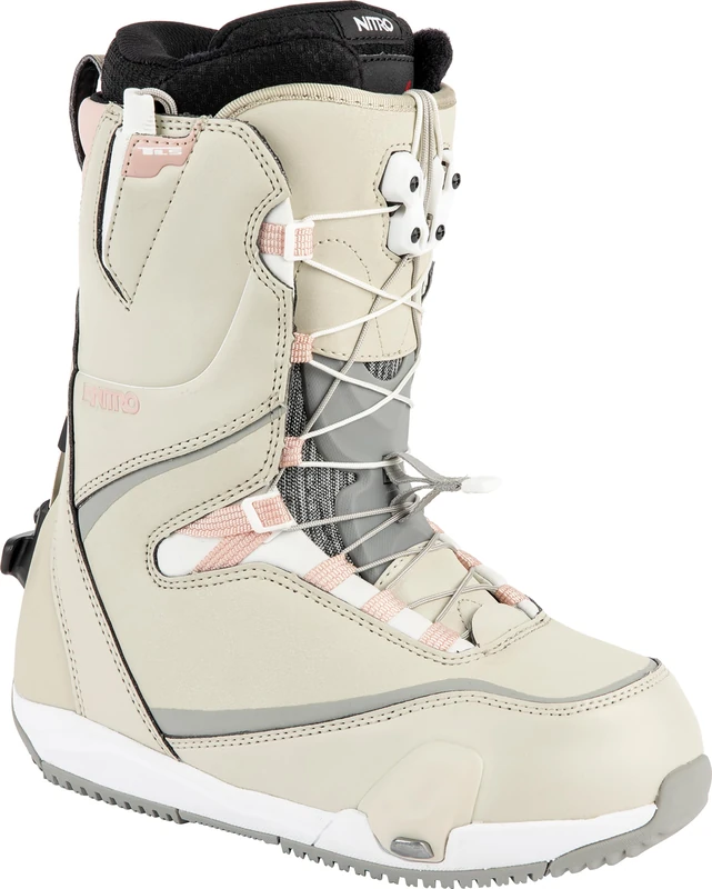 Nitro Women's CAVE TLS Step On All Mountain Freestyle Freeride Quick Lacing System Boat Snowboard Boot Sand Rose 26.0