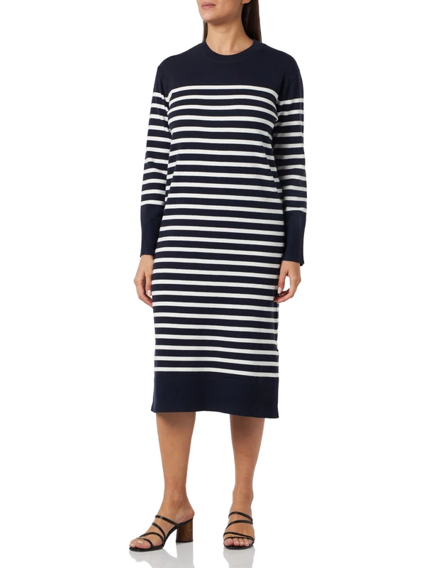 Boline Women's Maxi Dress, Navy Wool White, XS