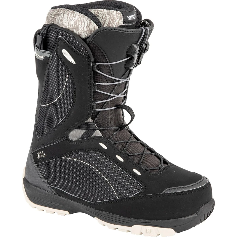Nitro Women's Monarch TLS '24 All Mountain Freestyle Speed Lacing System Boat Snowboard Boot Black Sand MP 27.0 // EU 41 1/3 // US WMN 9.5