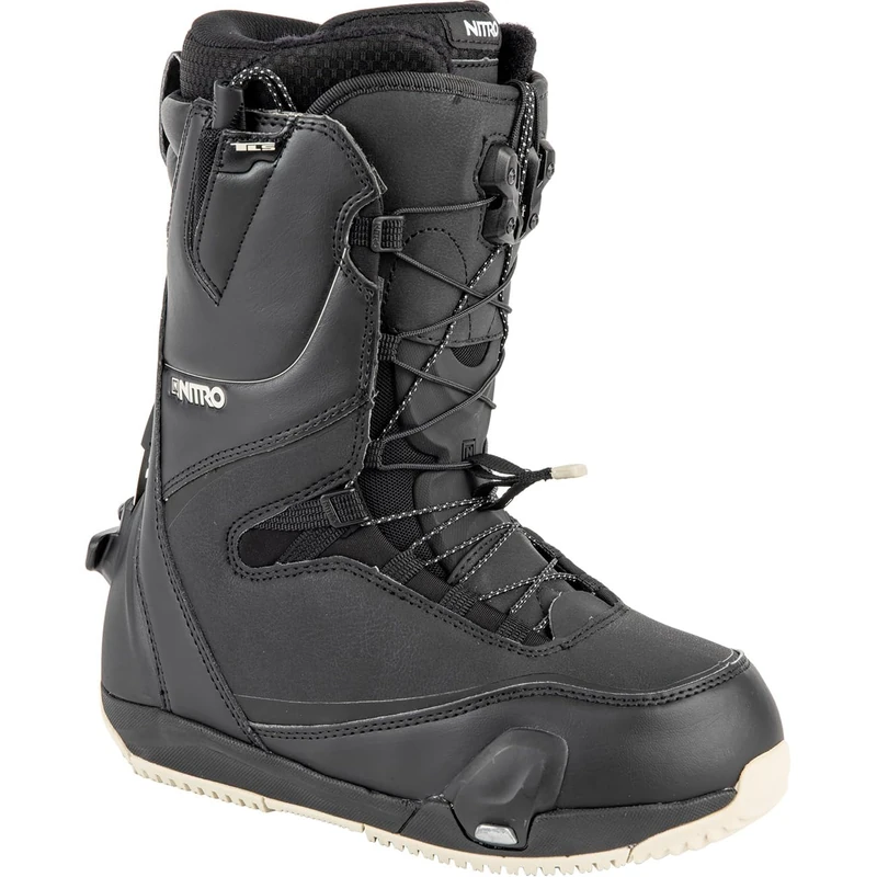 Nitro Women's CAVE TLS Step On All Mountain Freestyle Freeride Quick Lacing System Boat Snowboard Boot Black Sand 25.0