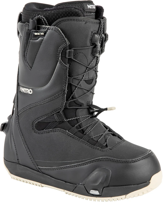 Nitro Women's CAVE TLS Step On All Mountain Freestyle Freeride Quick Lacing System Boat Snowboard Boot Black Sand 24.5