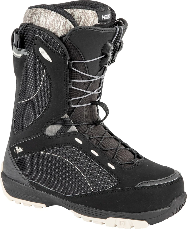 Nitro Women's Monarch TLS '24 All Mountain Freestyle Quick Lacing System Boat Snowboard Boot Black Sand MP 27.5 // EU 42 // US WMN 10