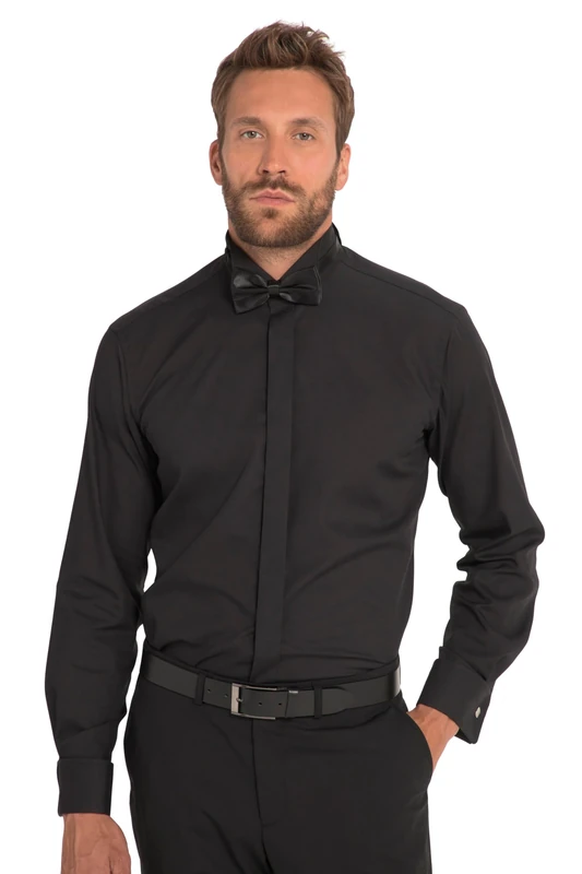 JP 1880, Mens Plus Size Tuxedo Tuxedo Shirt Business Plus Classy Cufflinks Up to 8XL, Black, 3XL