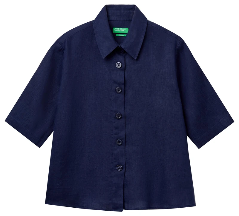 United Colors of Benetton Women's 5bml5qb75 Shirt, Night Blue 252, XXS