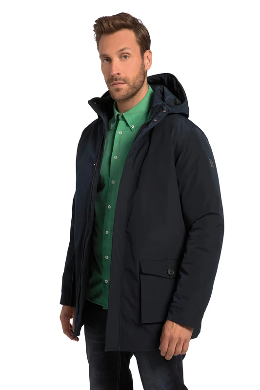 JP 1880 Men's Flexnamic Outdoor Jacket Double Function Hood Up to 8XL, Navy Blue, XXL/Plus