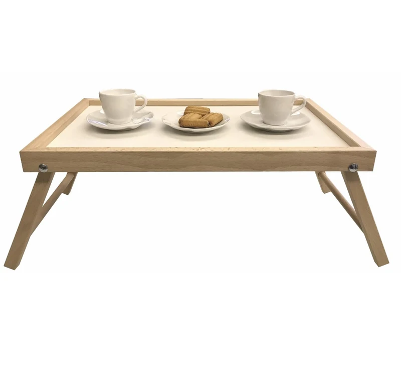 Pratesi Natural Beech Bed Tray 50 x 33 x H.21.5 cm, 18/8 Stainless Steel, Multicolour, One Size