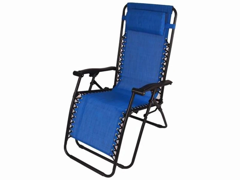 PRATESI 94212 Gravity DECKCHAIR Blue 25MM TEXTILENE CM64X178X110, Polyester, Black