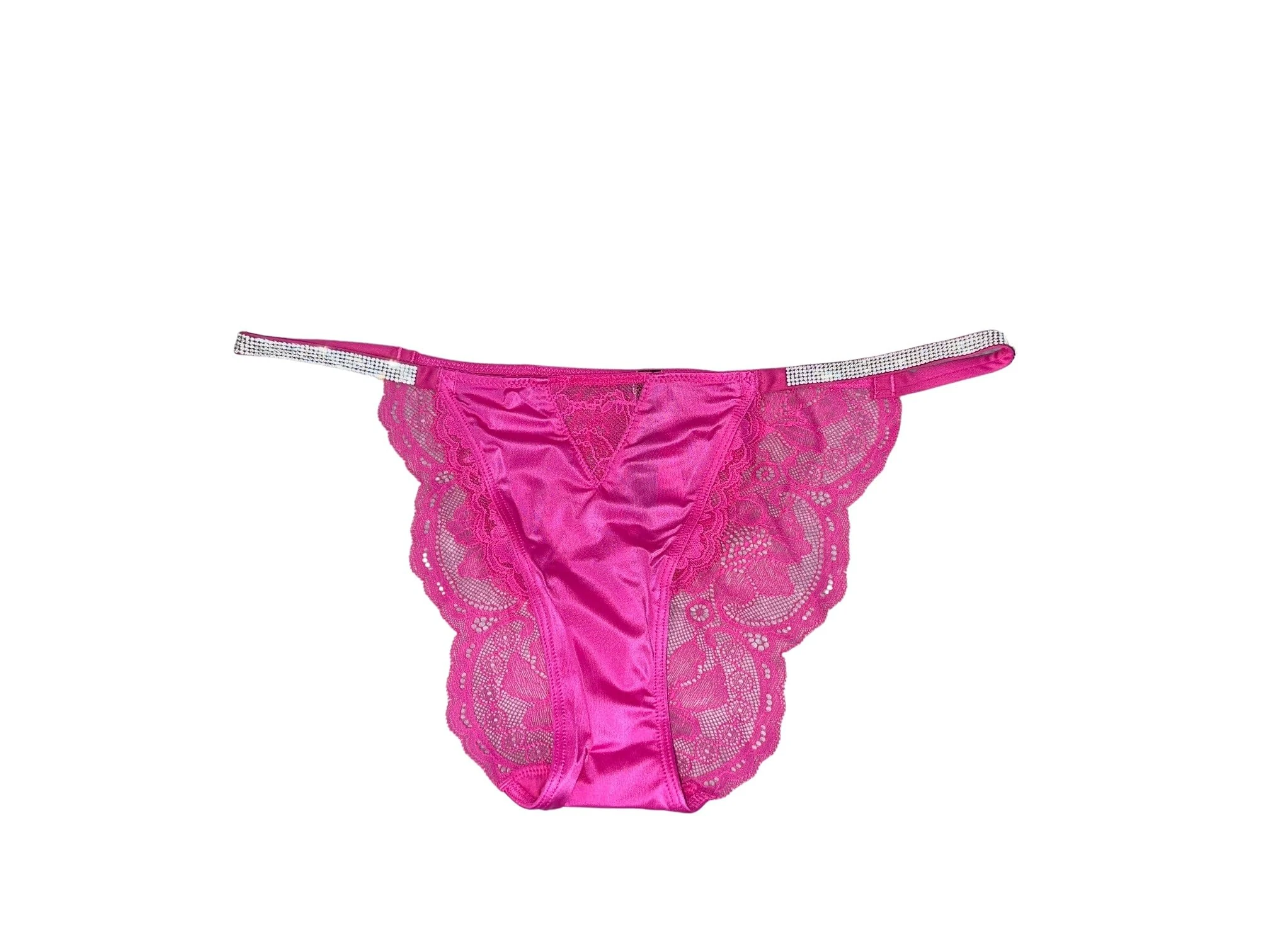 Victoria's Secret Micro Lace Shine Strap Cheekini/Cheeky Panty Color Fuschia New, Fuschia, M