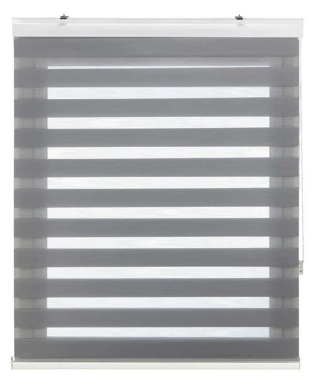 Decorblind | Night and Day Roller Blind with Gallery, Wall or Ceiling Installation, 160 x 180 Width x Length, Fabric 157 x 175 - Grey, For Windows