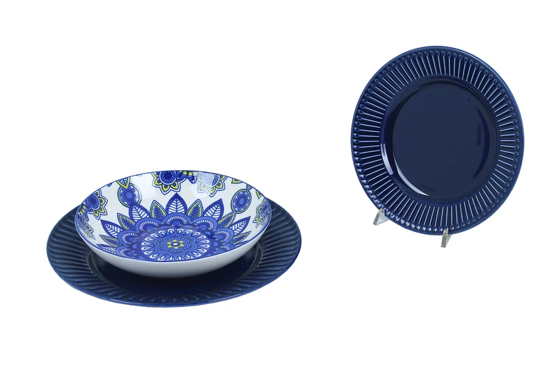 PRATESI 172164 Serves.18 PCS.Blue Dishes, Polyester, Black