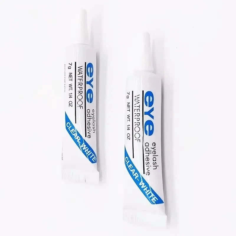 Pack of 2 Eyelash Glue - Strip Lash Adhesive, Strong Waterproof Clear Lash Glue for False Eyelashes and Strip Lashes, 7g Each - Ideal for Professional Salon and Home Use