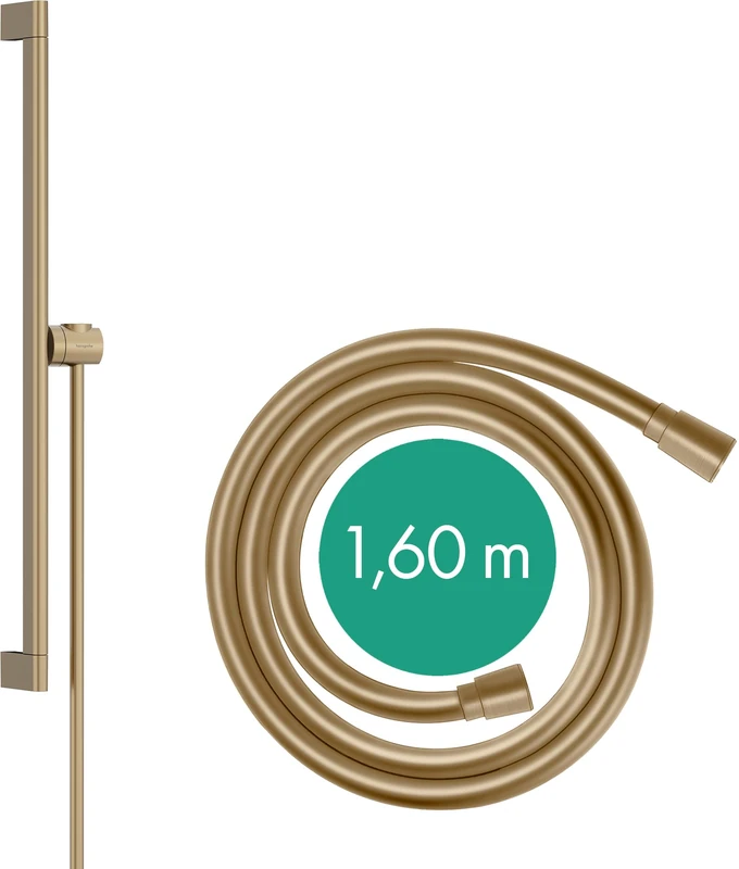 hansgrohe Unica S Puro Shower Rail 65 cm with Isiflex 160 cm Shower Hose and Easy Slide Shower Head Mount, Brushed Bronze