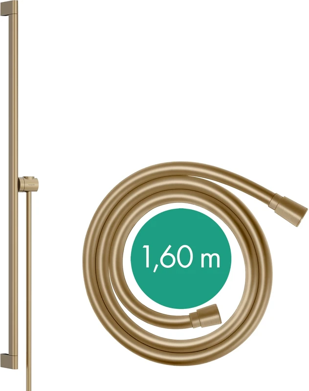 hansgrohe 24405140 Unica S Puro 90 cm mit Easy Slide Handbrausehalter und Isiflex Brauseschlauch 160 cm Brushed Bronze Shower Rail, Brausestange 90cm