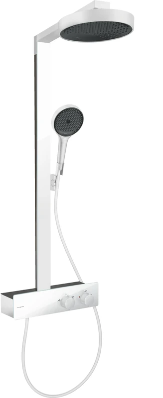 hansgrohe Rainfinity - Water-Saving Shower System (EcoSmart) with Thermostatic Shower Mixer, Head Shower 250mm, Shower Head, Hose, Shower Rail, Rainfall Shower Head with 1 Spray, matt White, 28742700