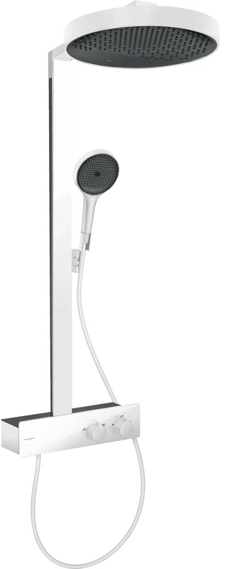 Hansgrohe 26853700 Rainfinity Showerpipe 360 1jet with ShowerTablet 350, matt White, Shower Head 360mm
