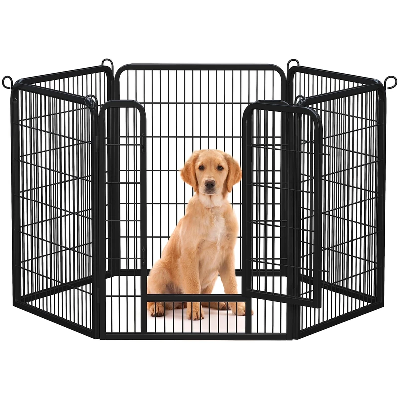 Yaheetech Dog Playpen, 6 Panel Puppy Play Pen Heavy Duty Pet Exercise Fence for Garden/Yard 100cm Height